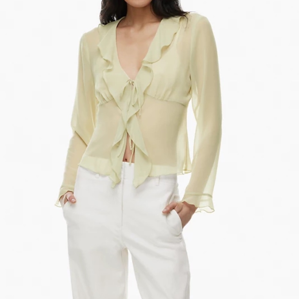V-Neck Chiffon Ruffle Blosuse - Picture 6 of 8